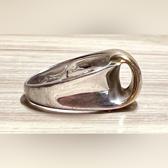 Designer Pranda CNA Sterling Silver & Gold Modernist Ribbon Ring, Size 8, 7.5G - Picture 5 of 10